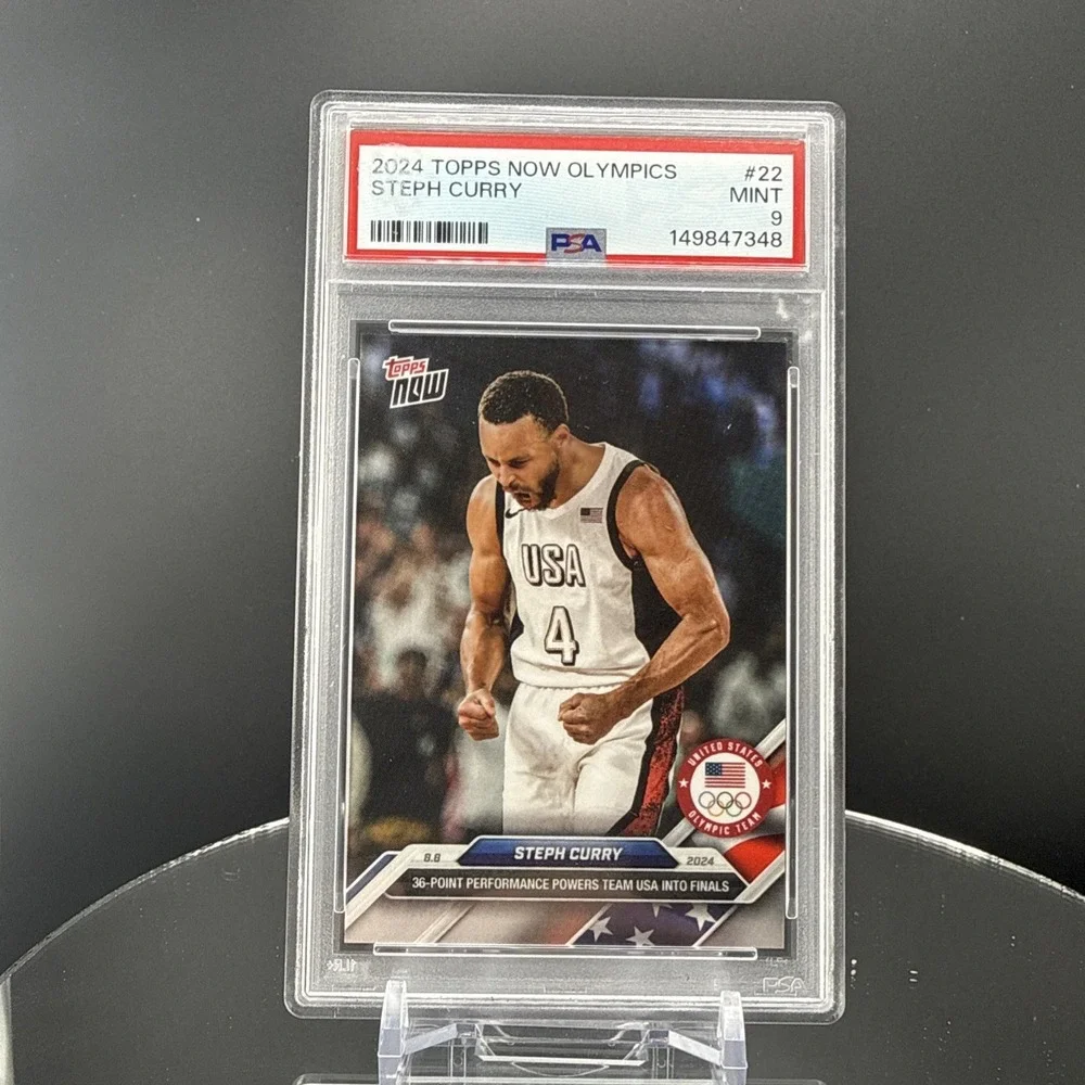 Stephen Curry 2024 Topps Now Olympics #22 Powers Team USA into Gold - PSA 9